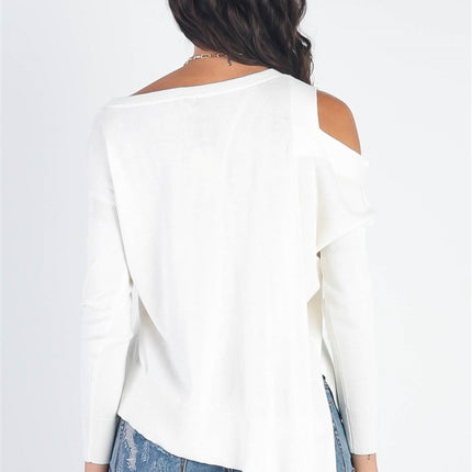 UNIQ Cold Shoulder Long Sleeve Knit Top