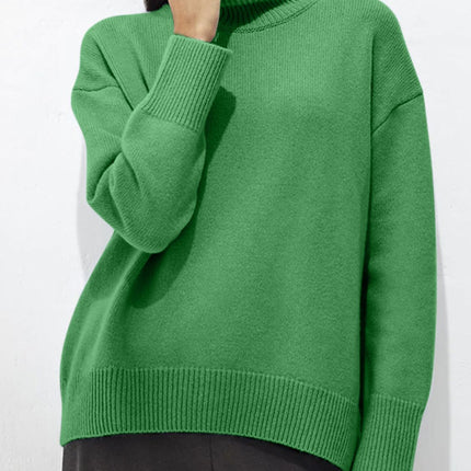 Turtleneck Drop Shoulder Long Sleeve Sweater