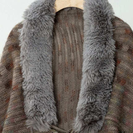 Fringe Fuzzy Open Front Poncho