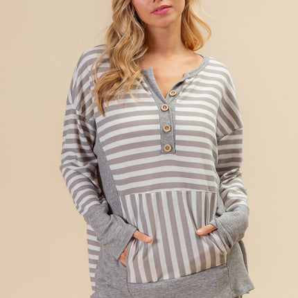 BiBi Striped Thumbhole Long Sleeve Top