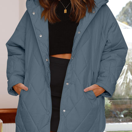 Slit Snap Down Long Sleeve Hooded Jacket