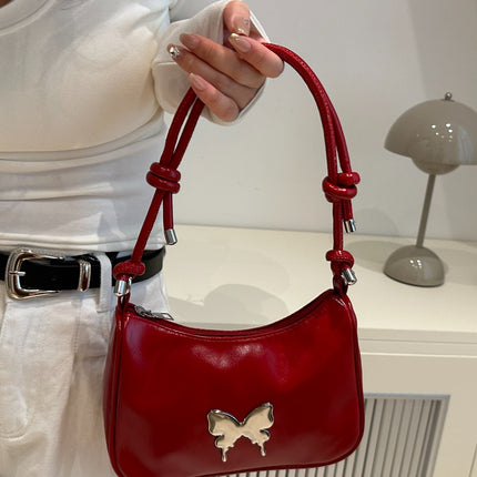 Butterfly PU Leather Knotted Strap Shoulder Bag