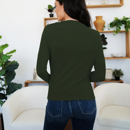 Ruched Mock Neck Long Sleeve T-Shirt