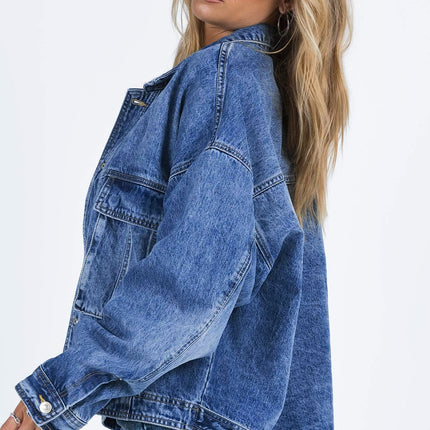 Collared Neck Button Up Denim Jacket