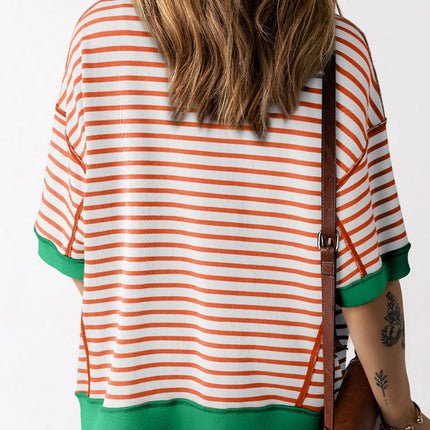 Striped Round Neck Half Sleeve T-Shirt