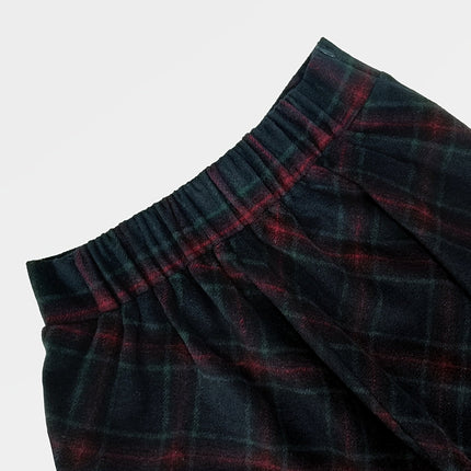 Plaid Elastic Waist Midi Skirt