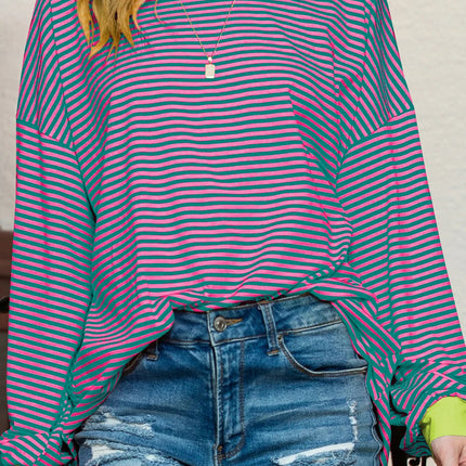 Contrast Striped Long Sleeve Sweatshirt