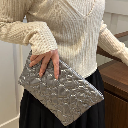 Ruched Heart Clutch with Zipper