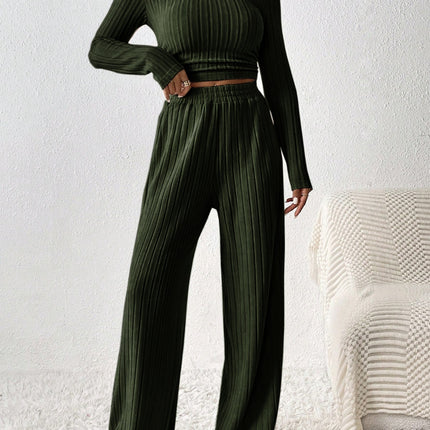 Scoop Neck Long Sleeve Top and Pants Set