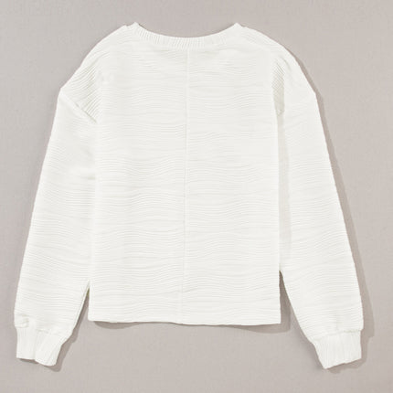 Texture Round Neck Long Sleeve Sweatshirt