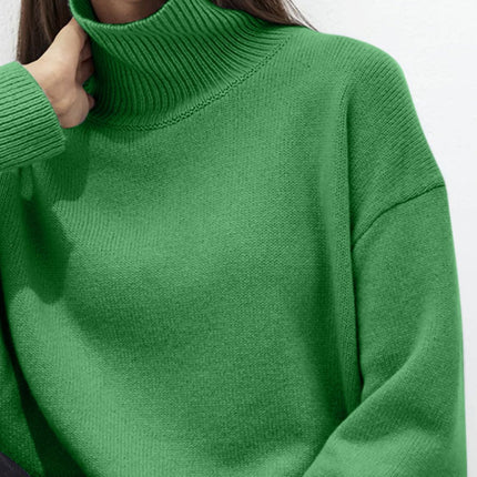 Turtleneck Drop Shoulder Long Sleeve Sweater