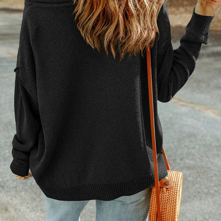 Pumpkin Round Neck Long Sleeve Knit Top