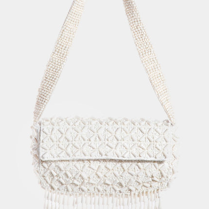 Fame Beaded Fringe Rectangle Shoulder Bag