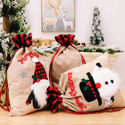 3-Pack Christmas Graphic Drawstring Gift Bags