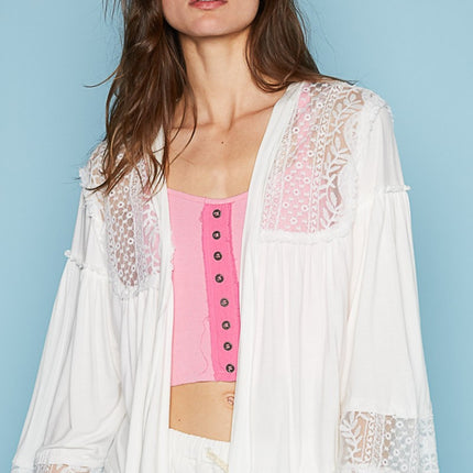 POL Open Front Lace Detail Cardigan