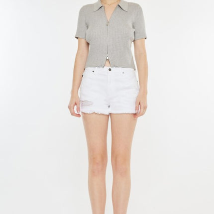 Kancan Raw Hem Distressed Denim Shorts