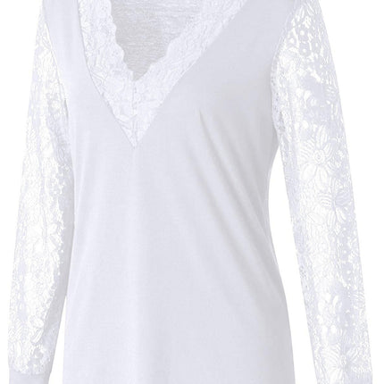 Full Size Lace Detail V-Neck Long Sleeve Blouse