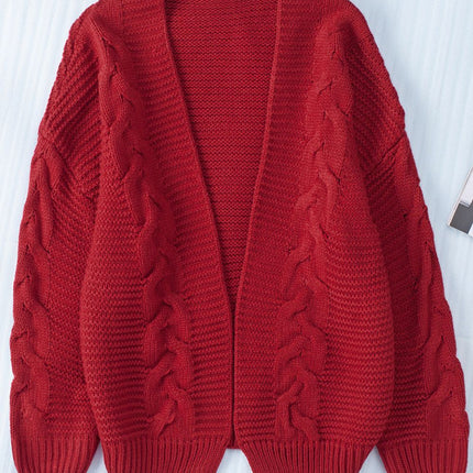 Cable-Knit Open Front Cardigan