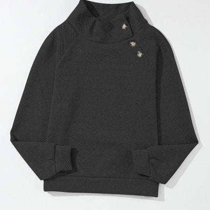 Textured Turtleneck Long Sleeve Sweatshirt