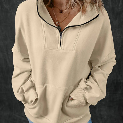 Half Zip Long Sleeve Sweatshirt - Vickie Lynn's