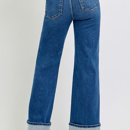 RISEN Tummy Control High Rise Cuffed Jeans