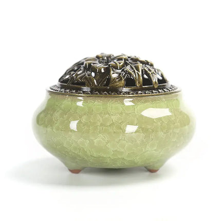 Fashion Lucky Home Decoration for Incense Black Glaze Disc Censer Ceramic Incense Burner Incense Seat Indoor Household