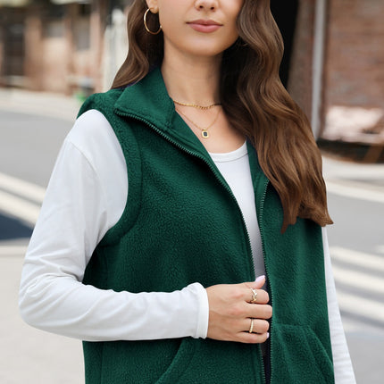 Zip Up Vest Coat with Pockets