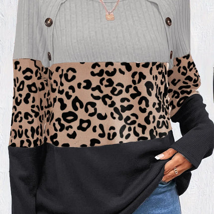 Leopard Round Neck Long Sleeve Top