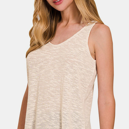 Zenana Curved Hem Round Neck Tank