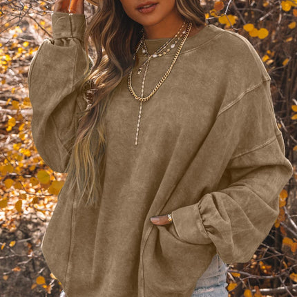 Exposed Seam Twisted V-Neck Sweatshirt