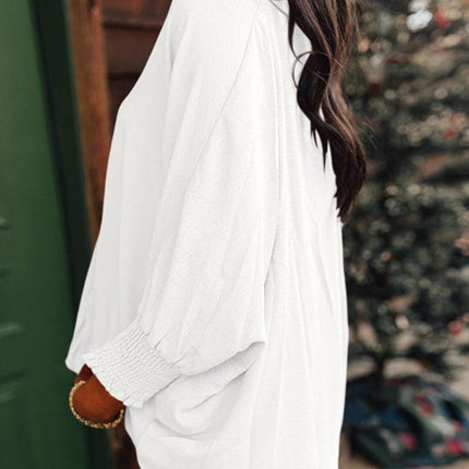 Johnny Collar Three-Quarter Sleeve Blouse