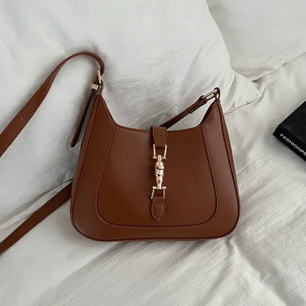 Vintage Women's Shoulder Bag 2023 Autumn Winter Fashion PU Leather Underarm Bags Trend All-Matched Crossbody Pack