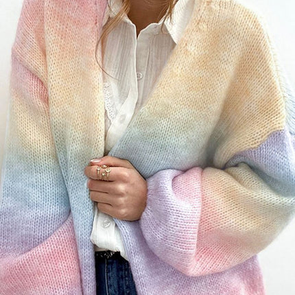 Gradient Open Front Drop Shoulder Cardigan