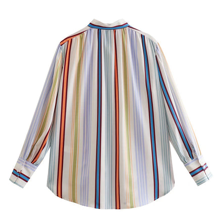 Striped Button Down Lantern Sleeve Shirt