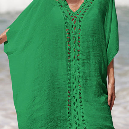 Cutout V-Neck Three-Quarter Sleeve Cover Up