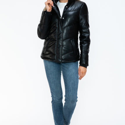 Snobbish Pocketed Zip Up Turtleneck Puffer Jacket