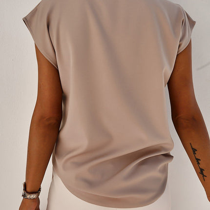 V-Neck Cap Sleeve Blouse