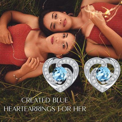925 Sterling Silver Birthstone Heart Stud Earrings Jewelry Gifts for Women