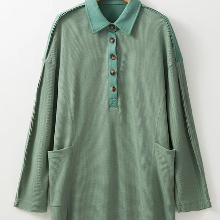 Half Button Long Sleeve Top