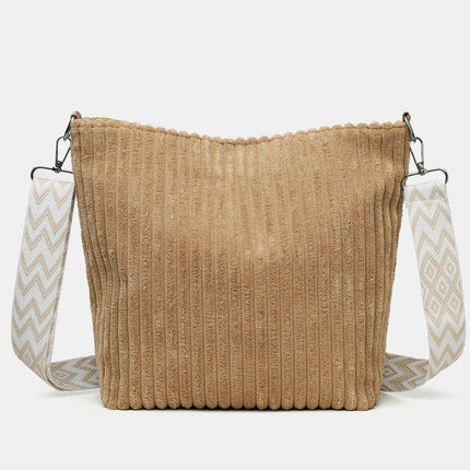 Corduroy Solid Color Crossbody with Removable Strap