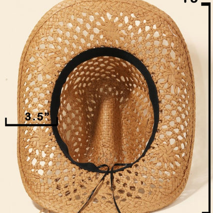 Fame Straw Weave Rope Ribbon Cowboy Hat