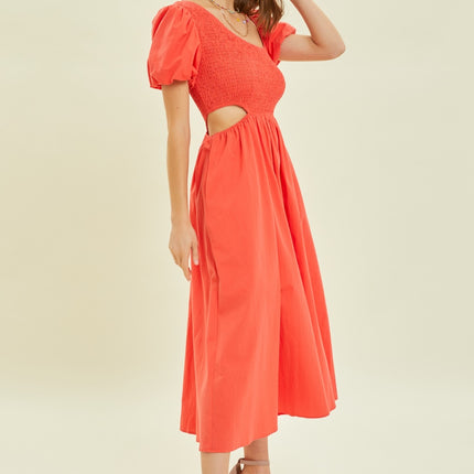 HEYSON Smocked Cutout Midi Dress