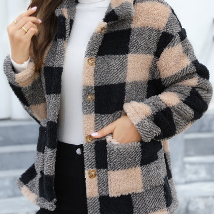 Button Up Drop Shoulder Fuzzy Jacket