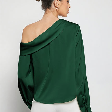 Ruched One Shoulder Long Sleeve Top