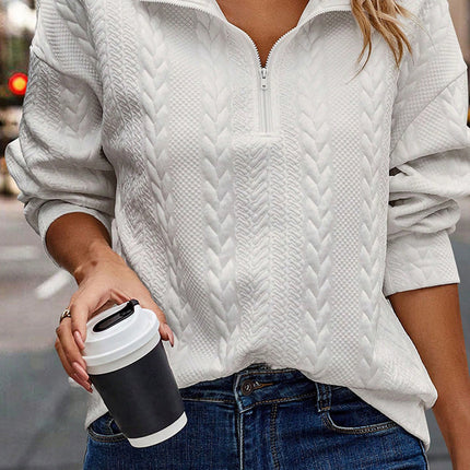 Half Zip Drop Shoulder Long Sleeve Sweatshirt