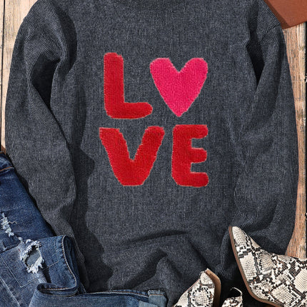 Valentine’s Day LOVE Round Neck Long Sleeve Sweatshirt