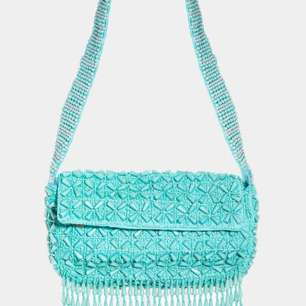 Fame Beaded Fringe Rectangle Shoulder Bag