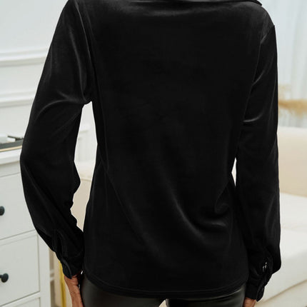 Devine Pocketed Collared Neck Long Sleeve Shirt