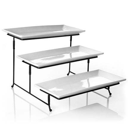Gibson Elite Gracious Dining 3-Tiered Plate Set with Metal Stand