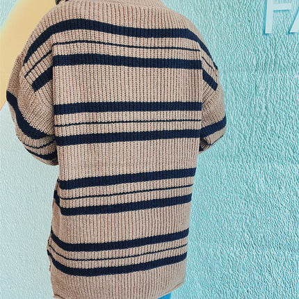 Striped Round Neck Long Sleeve Sweater